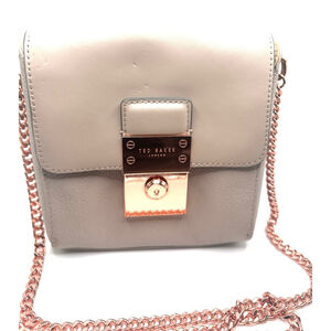 Ted Baker crossbody leather nude bag . 
rose gold hardware.